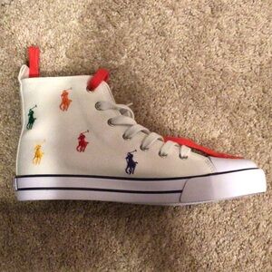Polo by Ralph Lauren White Sneakers with Colorful Accents, US size 6